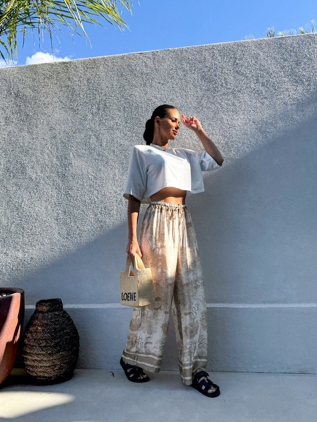Dame vidde Harembukser med elegante trykmotiver og elastisk talje Stilla