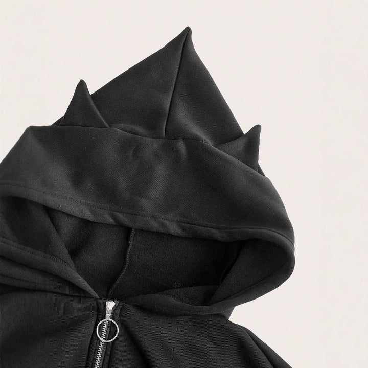 Kvindernes cropped hoodie med innovativ lynlås og voluminøse ærmer Stilla