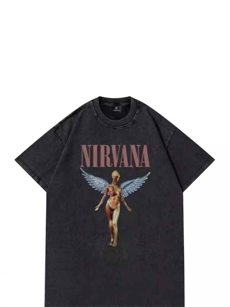 Dame T-shirt med unikt vintage grafisk design Stilla