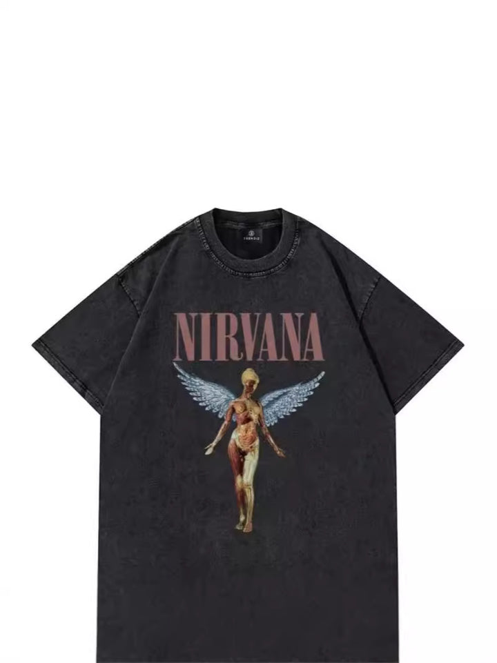 Dame T-shirt med unikt vintage grafisk design Stilla