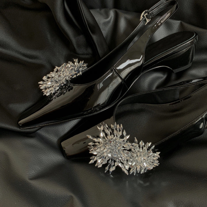 Dame Slingback hæl mules med dekorative krystaldekorationer Stilla