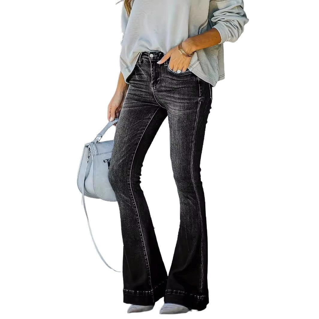 Dame Bootcut Jeans med højtaljet design og behagelig stretch Stilla