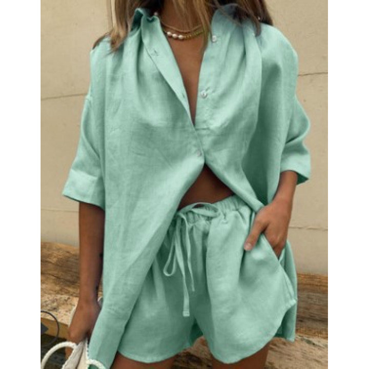 Damer Luftige Linned bluse med løse shorts Stilla