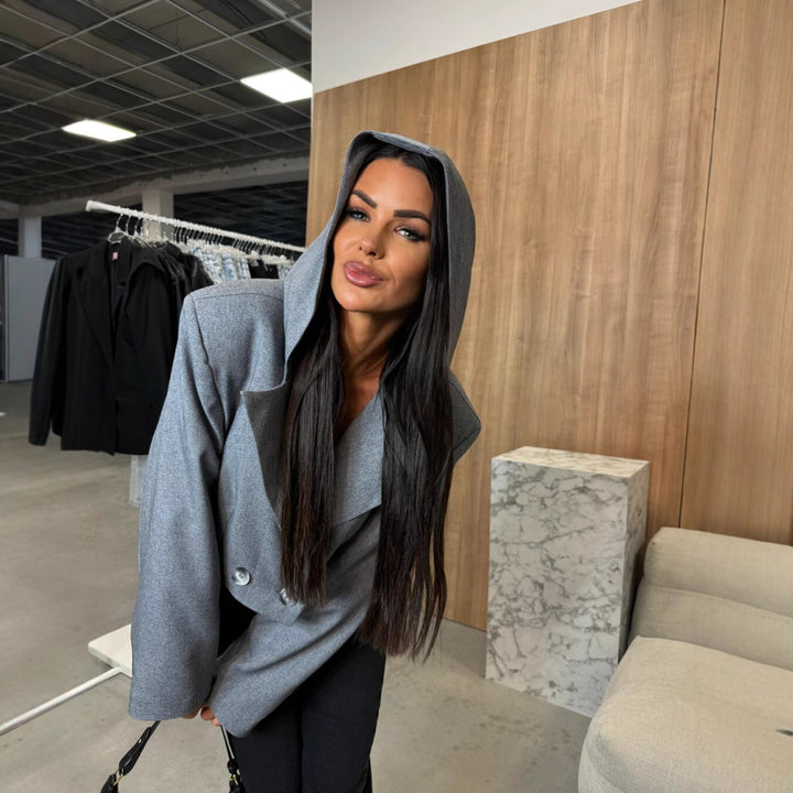 Damer Cropped Blazer med oversized snit og klassisk revers Stilla