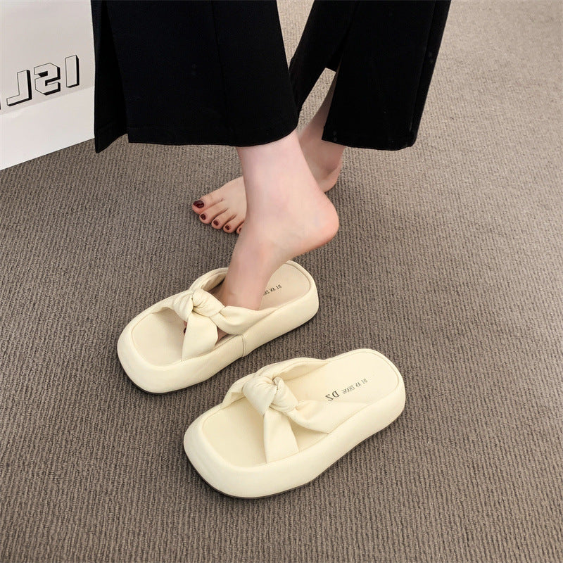 Femme Knoten-detalje Slide Sandaler Stilla