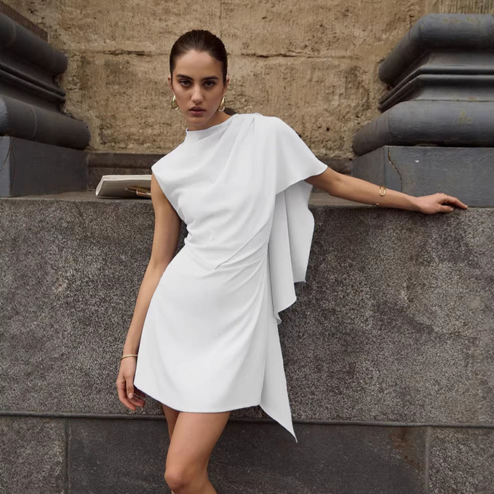 Damen elegantes Wickelkleid mit asymmetrischem Saum und raffinierter Drapierung Skovae
