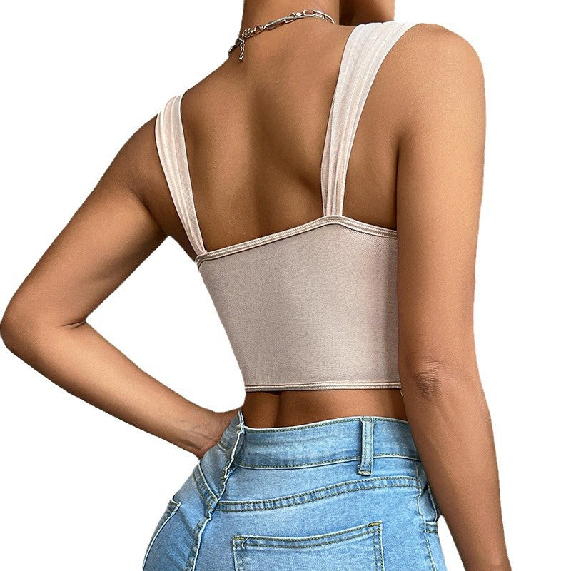 Damer Elegant spids-bustier med floral broderi og korsetslignende snit Stilla