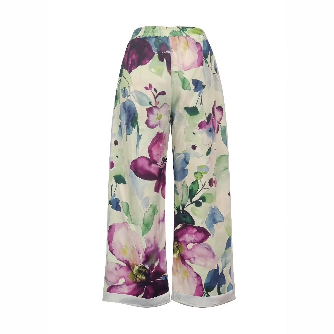 Dame afslappet Chino-bukser med blomsterdesign Stilla