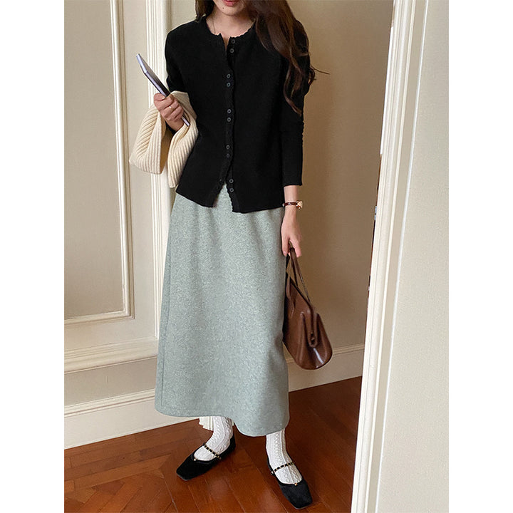 Dame elegant cardigan med knapliste Stilla