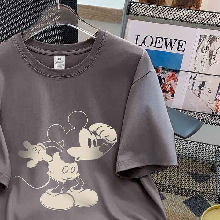 Dame T-shirt med kunstnerisk Mickey Mouse print Stilla