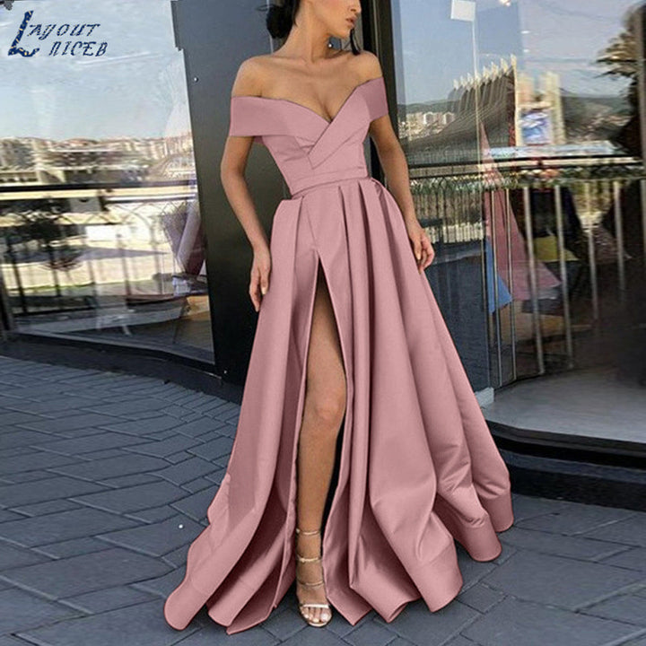 Stilla | Glamorous Deep V-Hals Satin Multifarvet Kjole