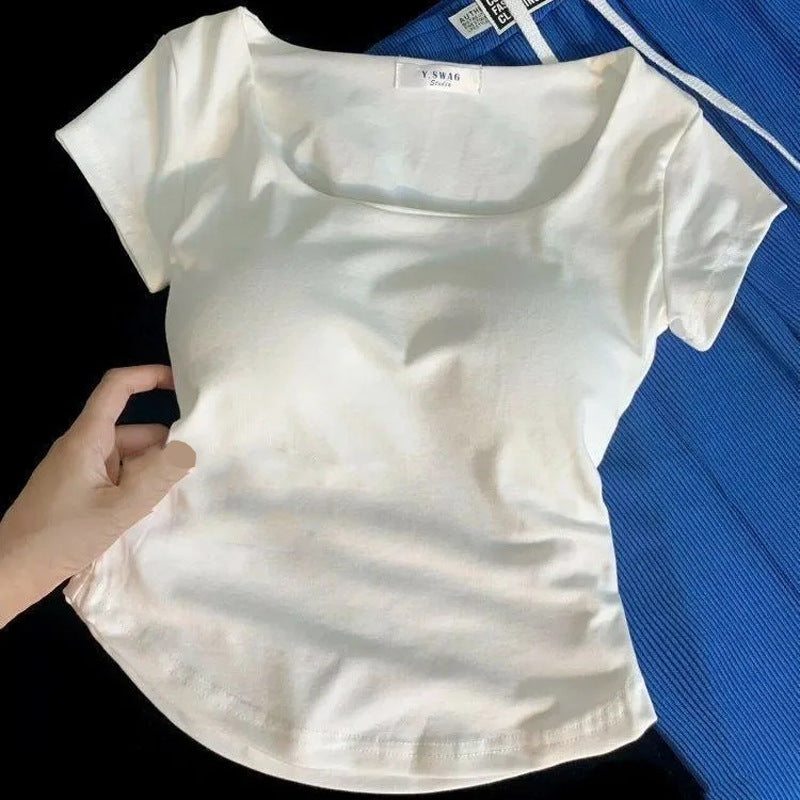 Femme Basic Rundhalet Bomulds top Stilla