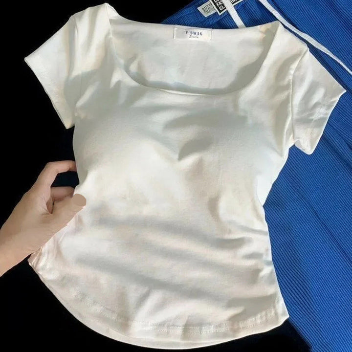 Femme Basic Rundhalet Bomulds top Stilla