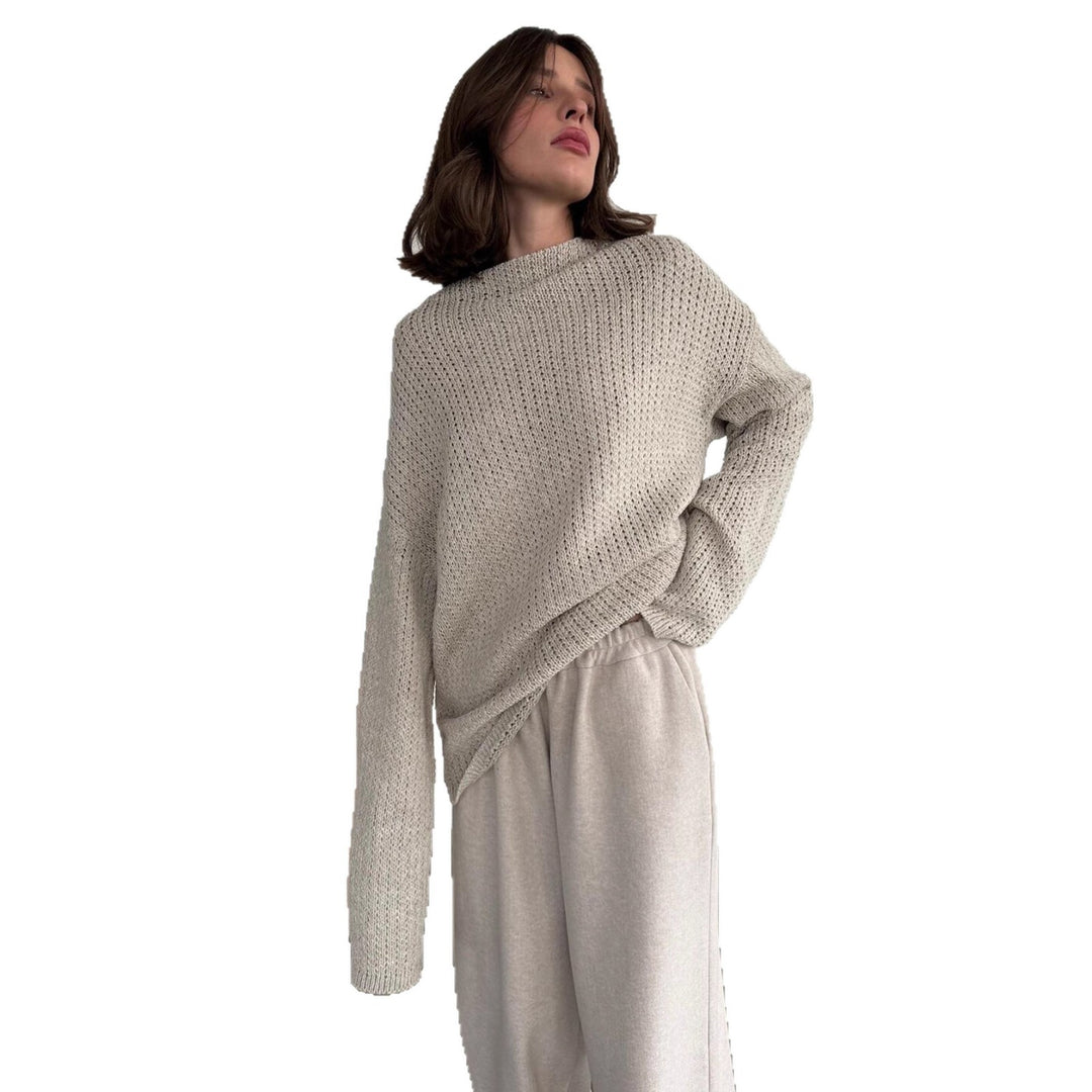 Kvinders chunky strikket sweater med en løs pasform og høje ærmer Stilla