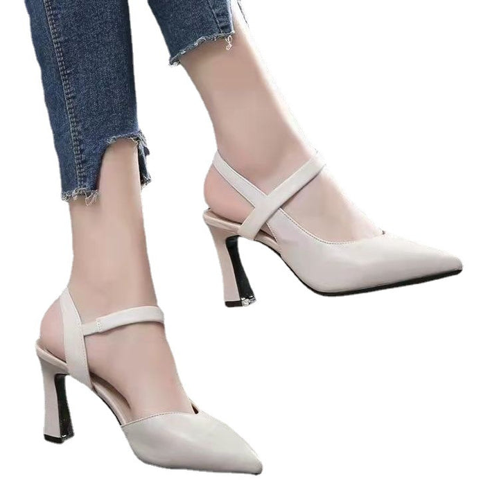 Dame High-Heel Slingback-pumps med elegant blokhæl og komfortabelt remdesign Stilla