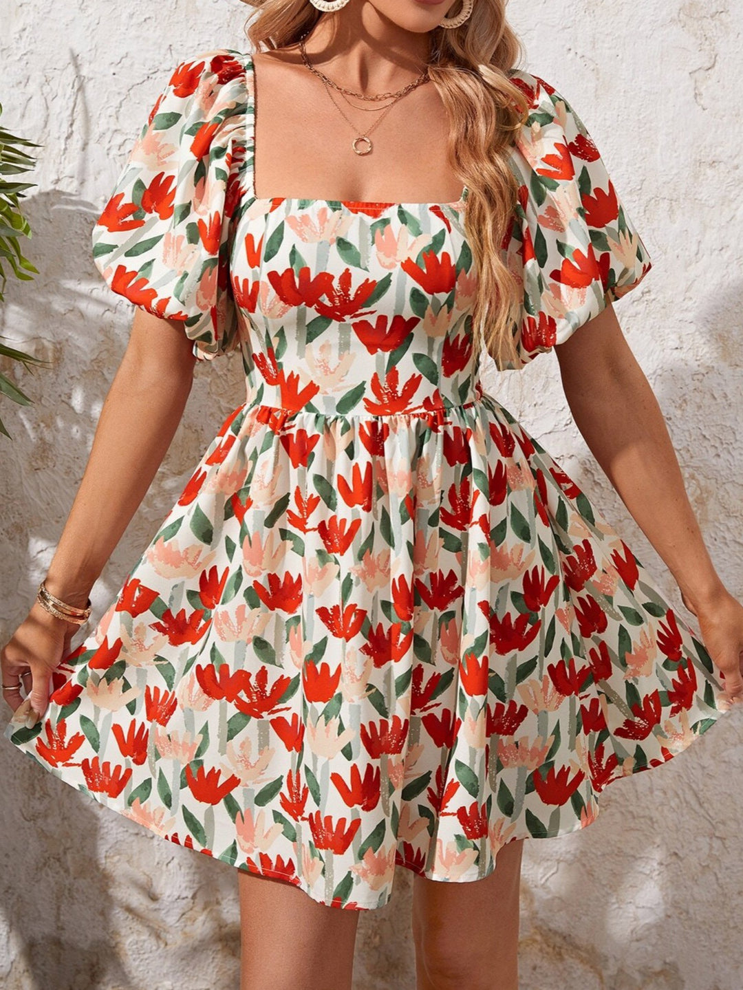 Dame blomstermønster sommerkjole Stilla