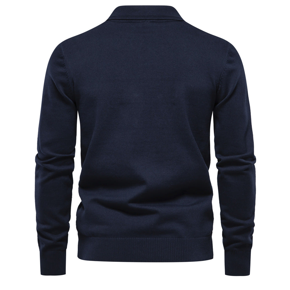 Herrer elegant strikpullover med moderne rombmønster og klassisk krave Stilla