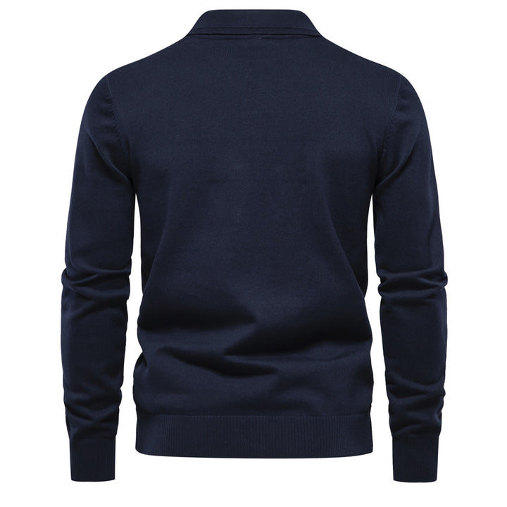 Herrer elegant strikpullover med moderne rombmønster og klassisk krave Stilla