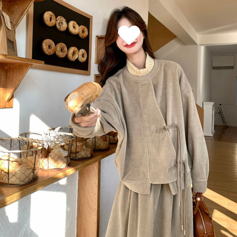 Femme Corduroy Oversized Pullover Sweater Stilla