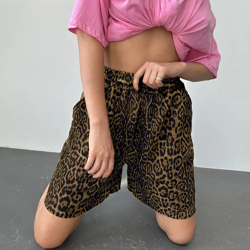 Dame afslappede shorts med animalistisk print og elastisk talje Stilla
