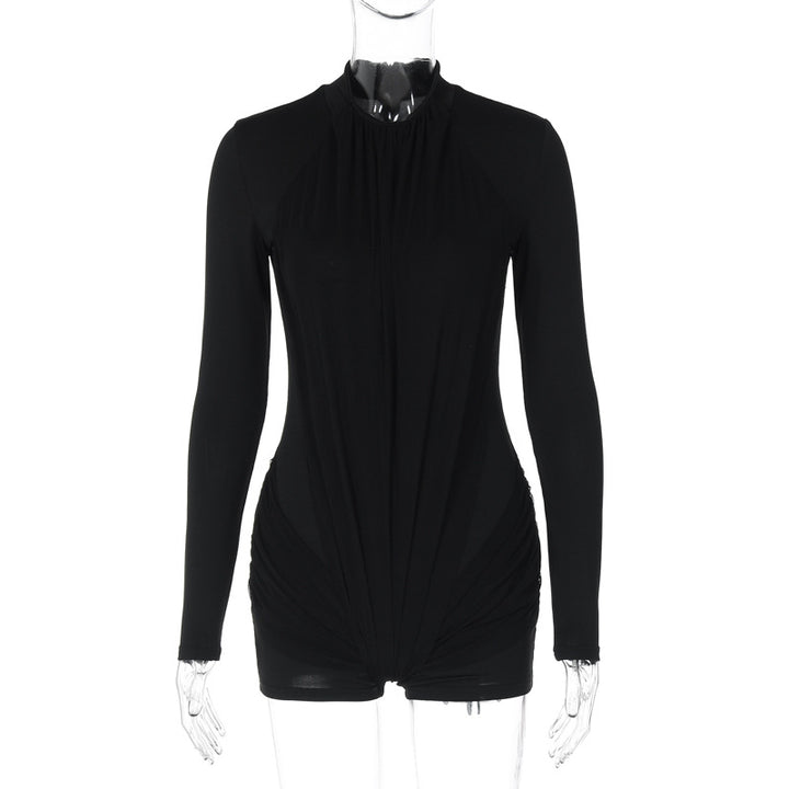 Dame Figurtilpasset Langærmet Bodysuit med elegant Foldsdesign Stilla