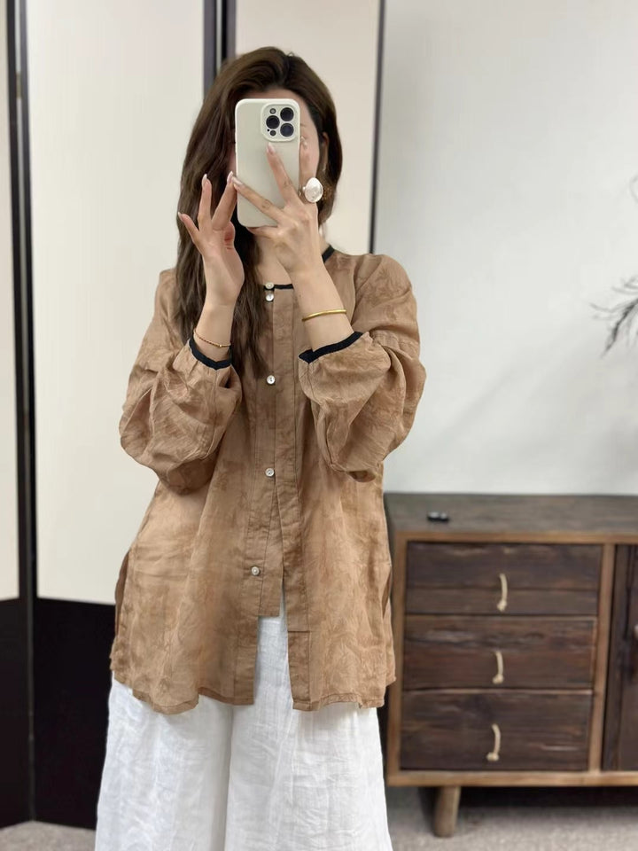 Femme Relaxed Fit Button-Up Linned skjorte Stilla