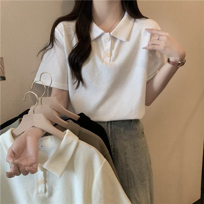 Femme Waffle Strik Polo-Shirt Stilla