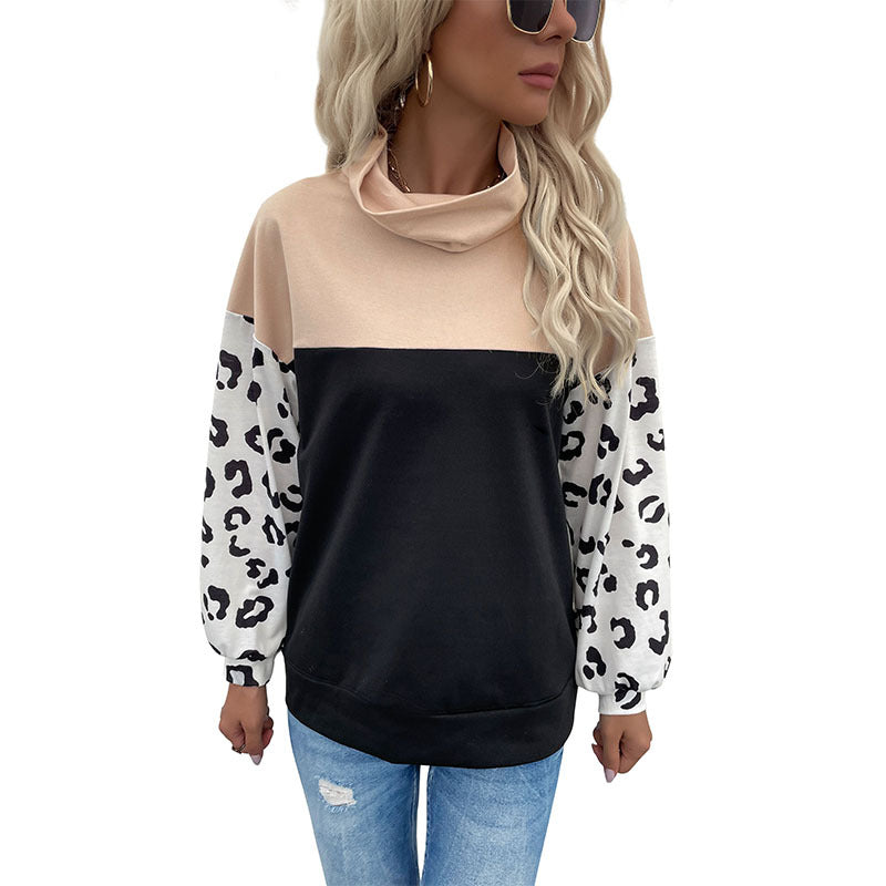 Damer mode sweatshirt med dyreprint og høj krave Stilla