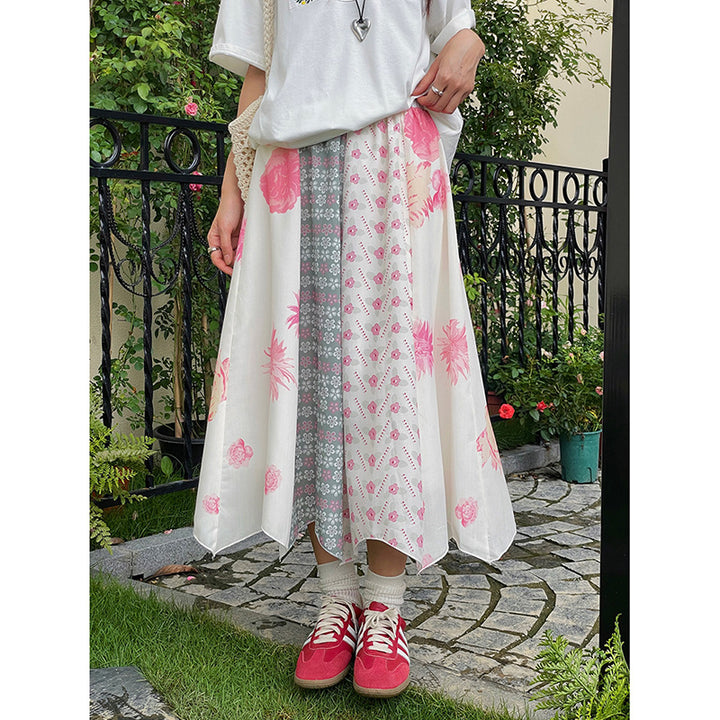 Dame Midi-nederdel med blomsterdesign og flydende snit Stilla