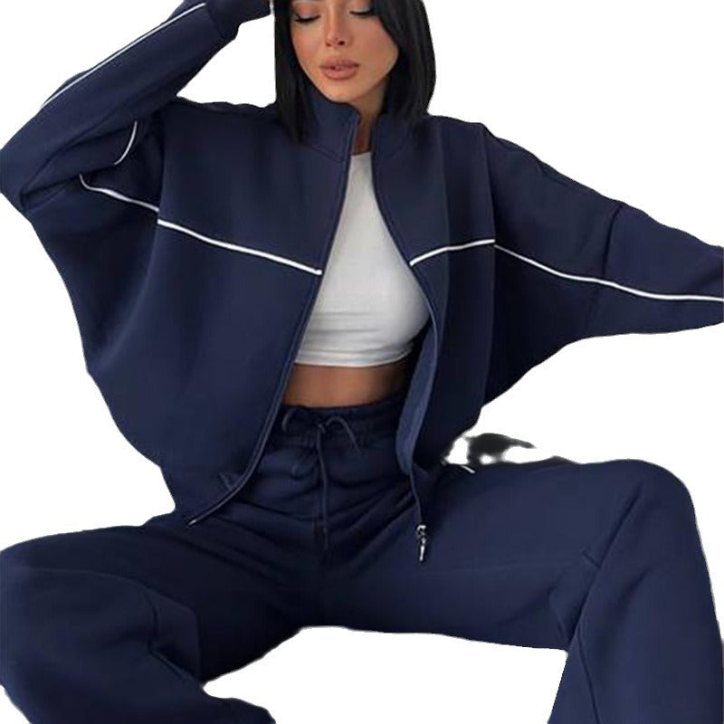 Stilla | Trendy Cardigan Sweatshirt Bindet Stribet Bukser Sæt