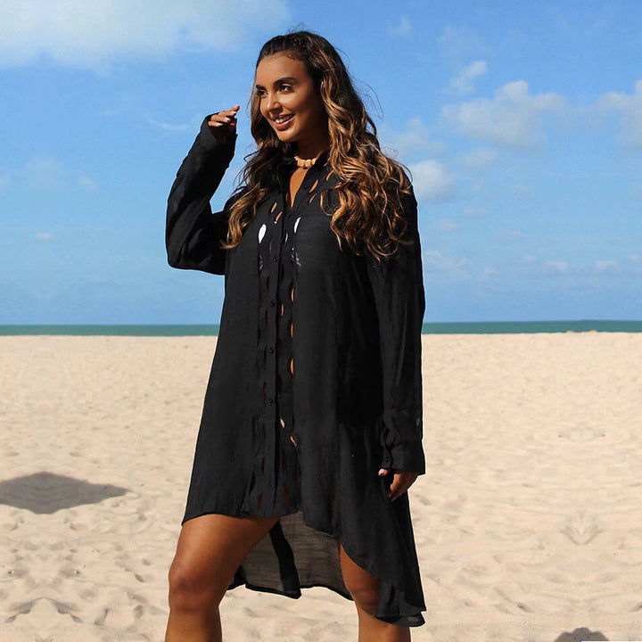Dame Strandbluse med raffineret cut-out-design Stilla