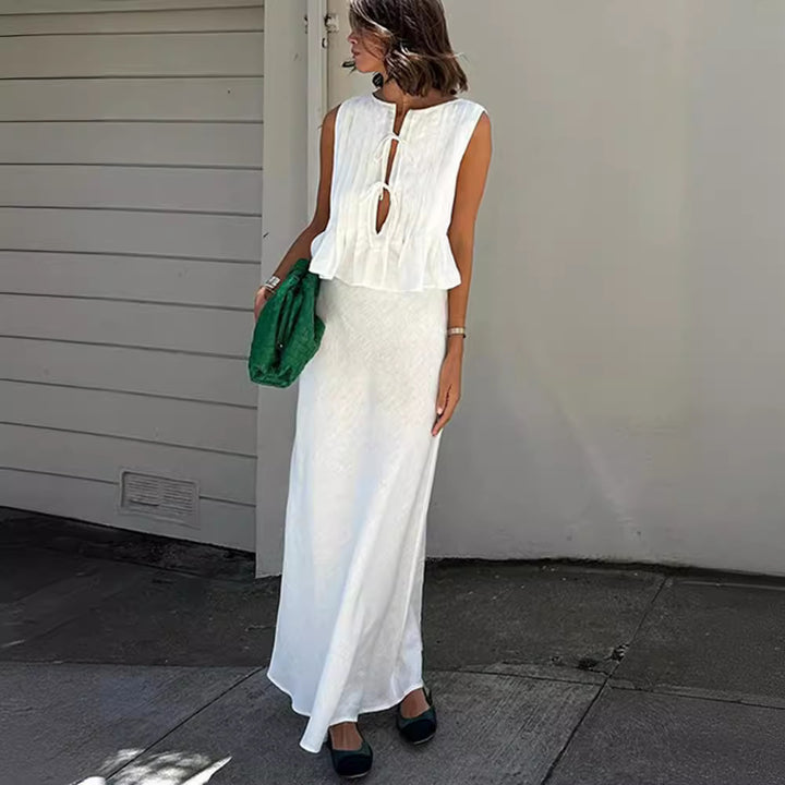 Dame maxi-nederdel med elegant struktureret design og flydende fald Stilla