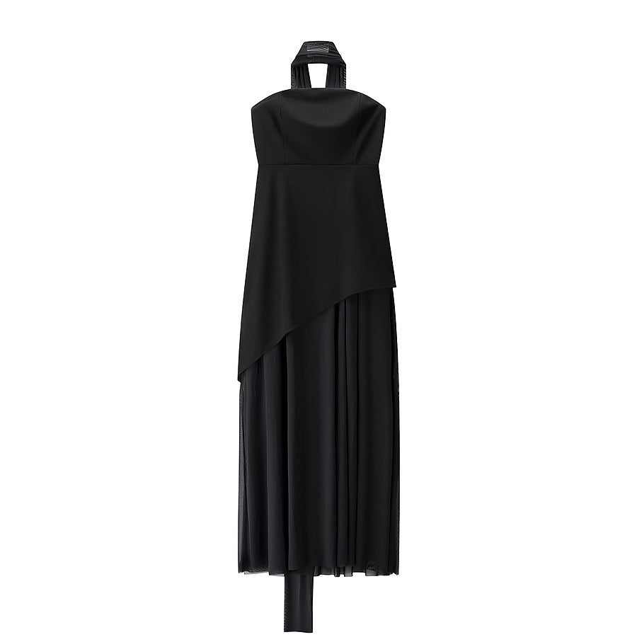 Dame Maxikjole med asymmetrisk snit og elegant drapering Stilla