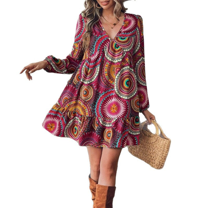 Femme Vibrant Bohemian-Style Mini Kjole Stilla
