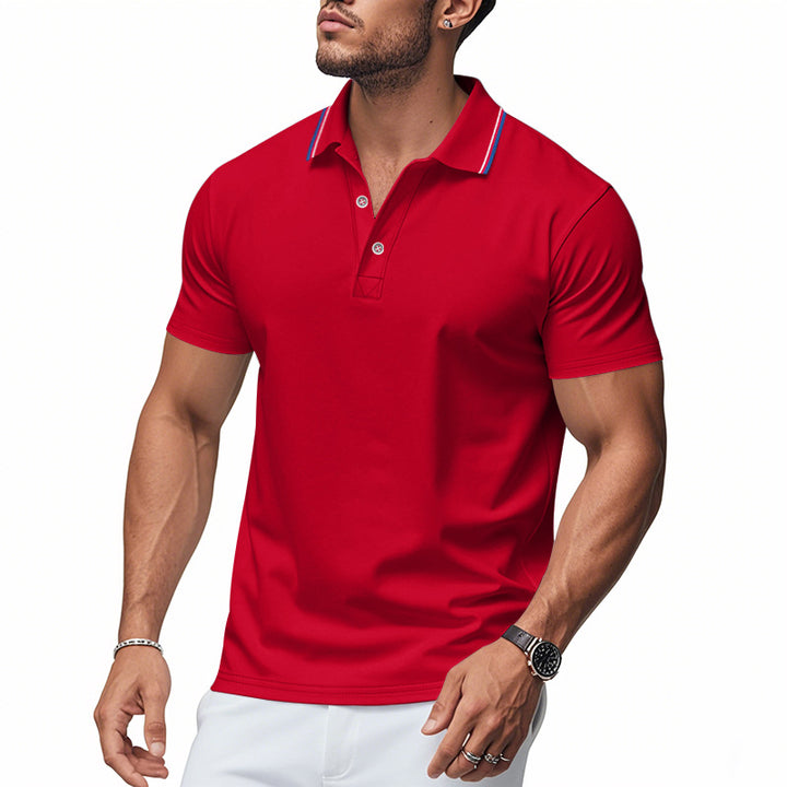 Herre Poloshirt med kontrasterende striber og moderne krave Stilla