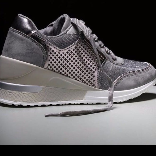 Dame mode Wedge-sneaker med stilfuldt dyremønster og åndbart overflade Stilla