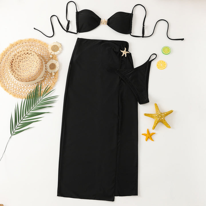 Dame Maxi-Sarong med sidelange split og dekorativ lukning Stilla
