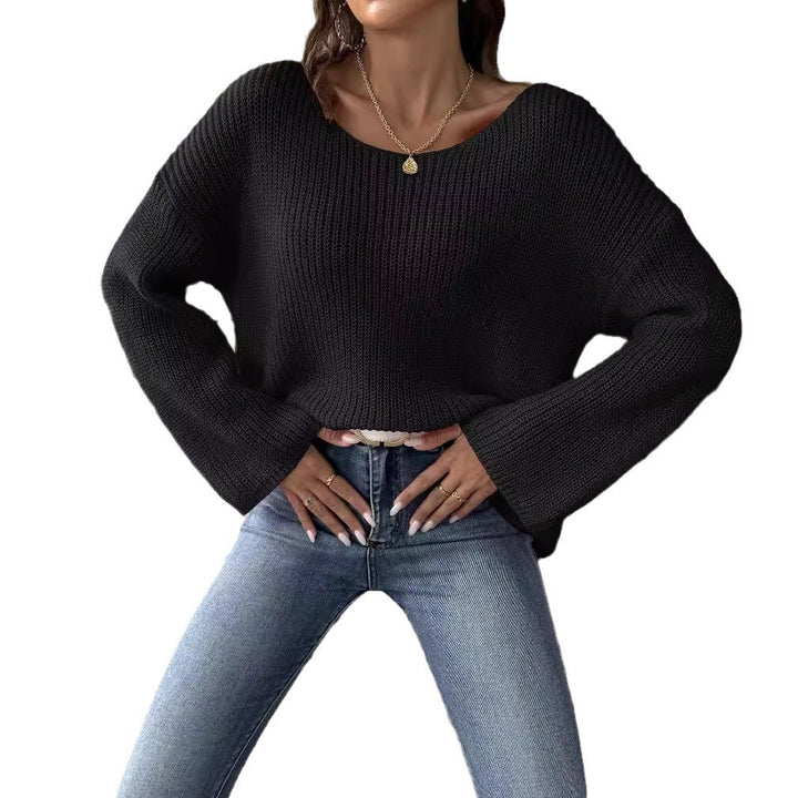 Dame afslappet strikket pullover med løs pasform og elegante ballonærmer Stilla