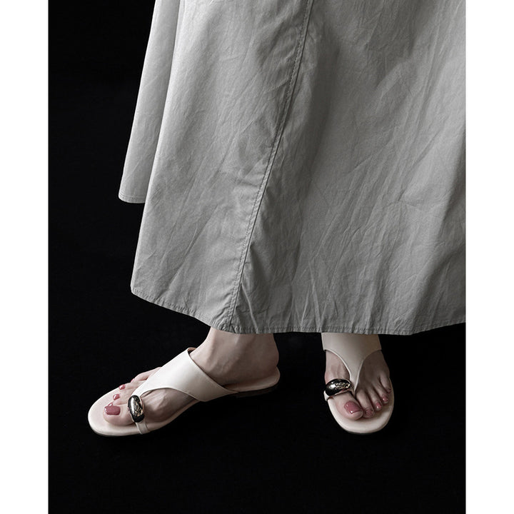 Dame Elegant Åben-Tå Rutsj-Sandaler med Dekorativ Metal Accent Stilla