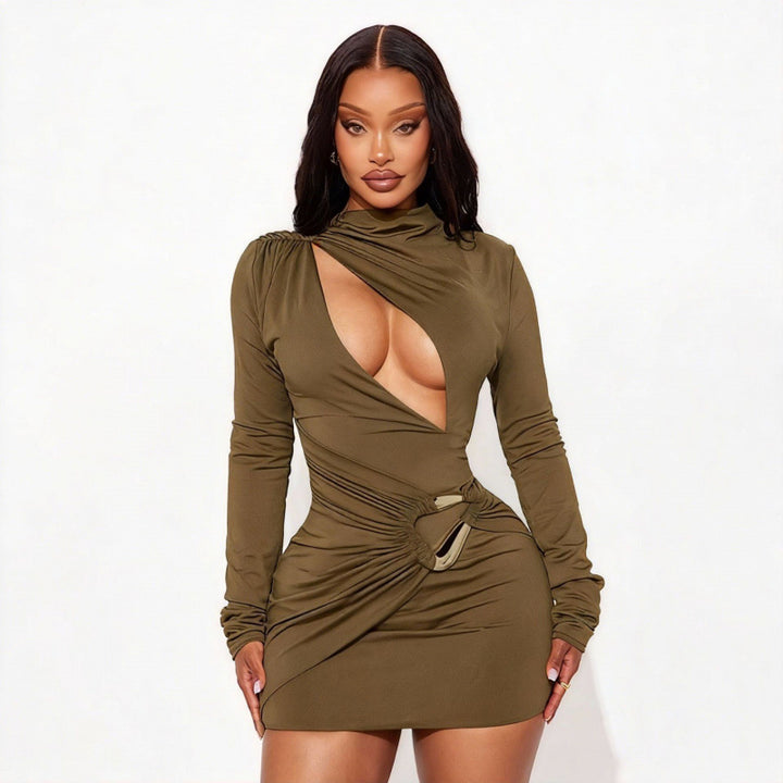 Damen Enganliegendes Minikleid mit raffiniertem Wickeldesign und tiefem Ausschnitt Skovae