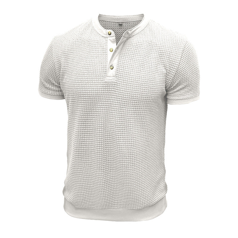 Herre kortærmet Henley-shirt med struktureret design og elegant knaplukning Stilla