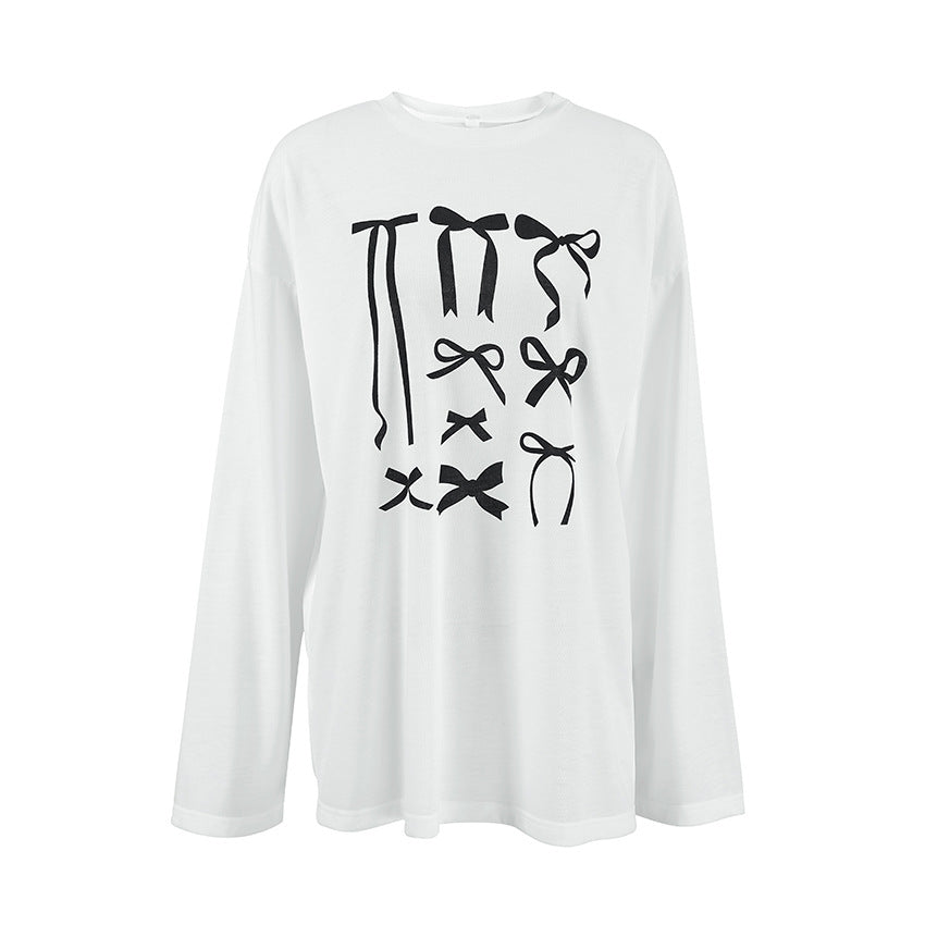 Dame sweatshirt med moderne sløjfe-print og afslappet pasform Stilla