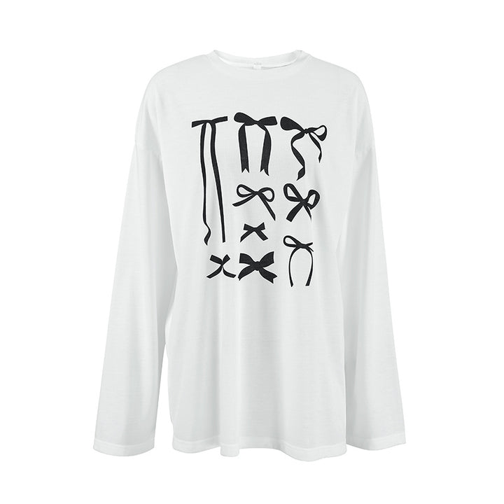 Dame sweatshirt med moderne sløjfe-print og afslappet pasform Stilla