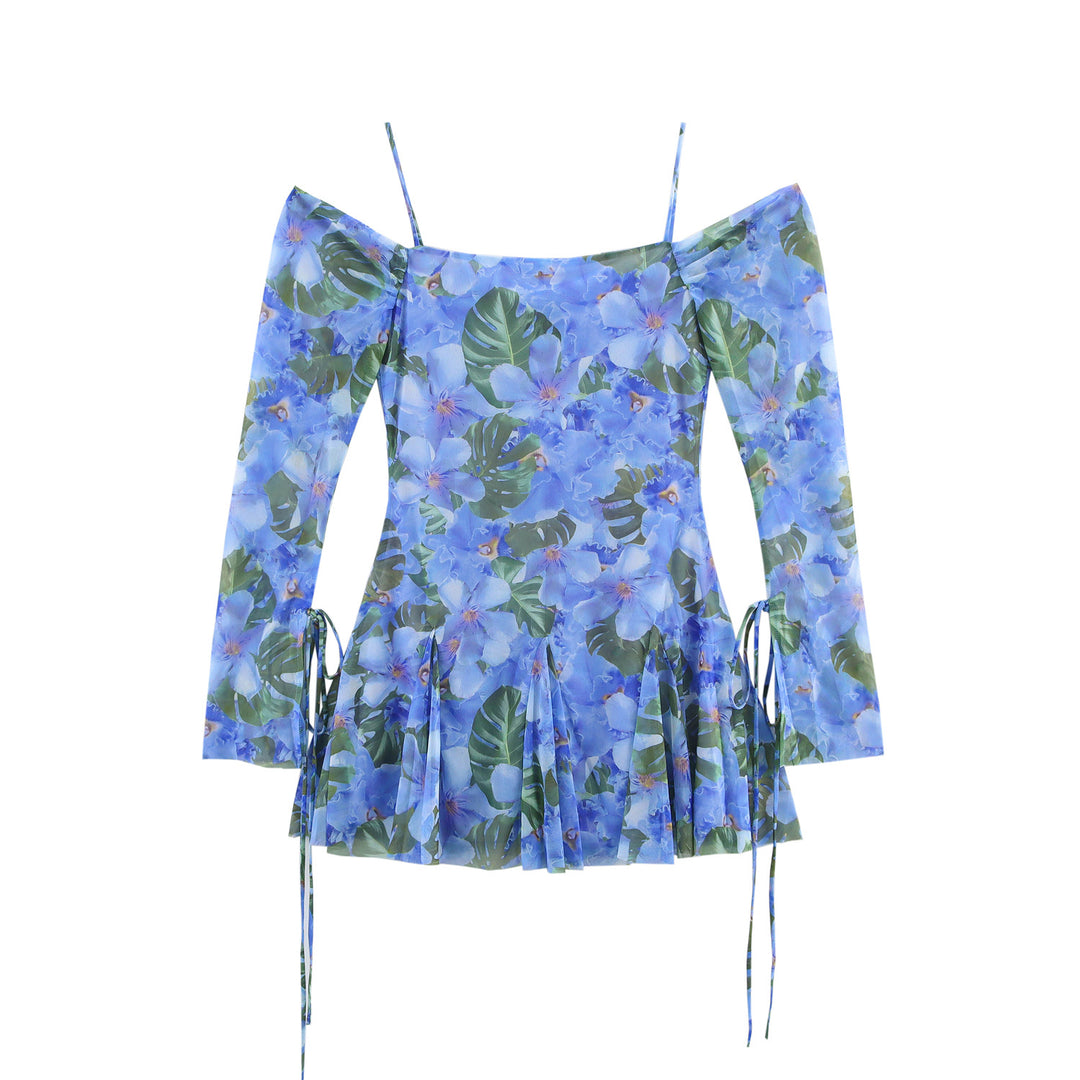 Femme Off-Shoulder Ruffleshirt Mini Kjole med Bindingsdetalje Stilla