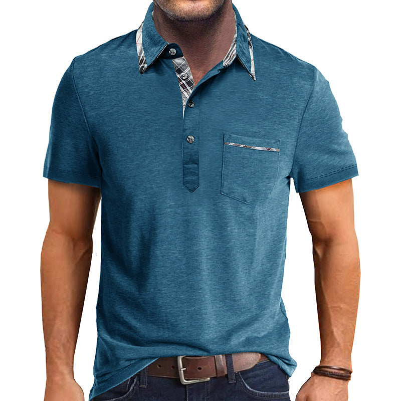 Herrer Polo-shirt med stilfuld ternet detalje og brystlomme Stilla
