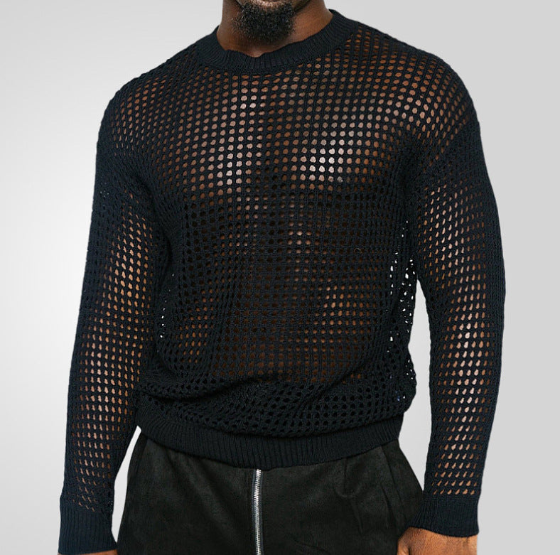 Herrer strikpullover i moderigtigt netdesign Stilla