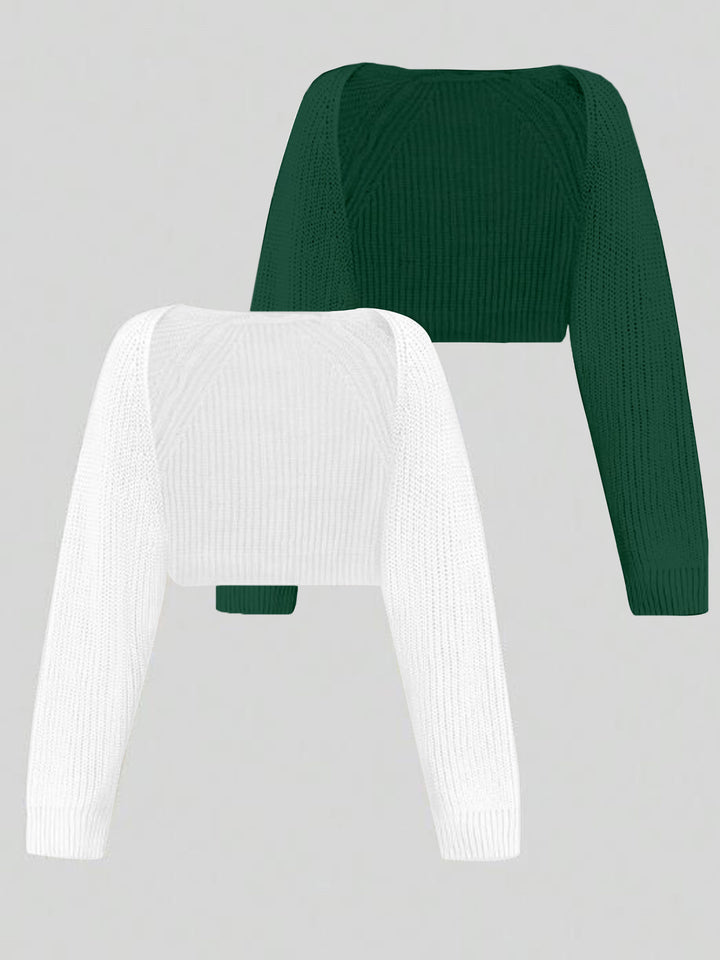 Dame cropped strikoverdel med dropped shoulders og fint ribmønster Stilla