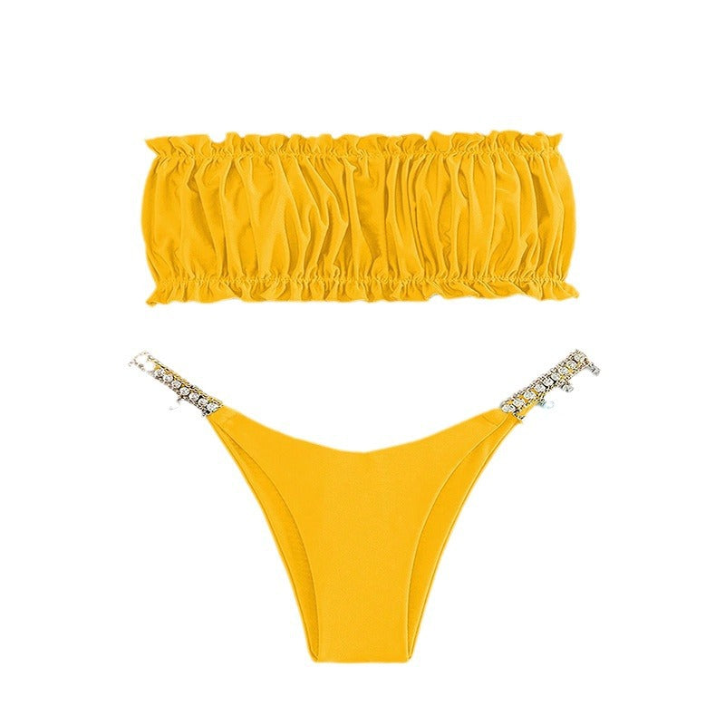 Dame Rynke-Bandeau-Bikini-Sæt Stilla 1750922681