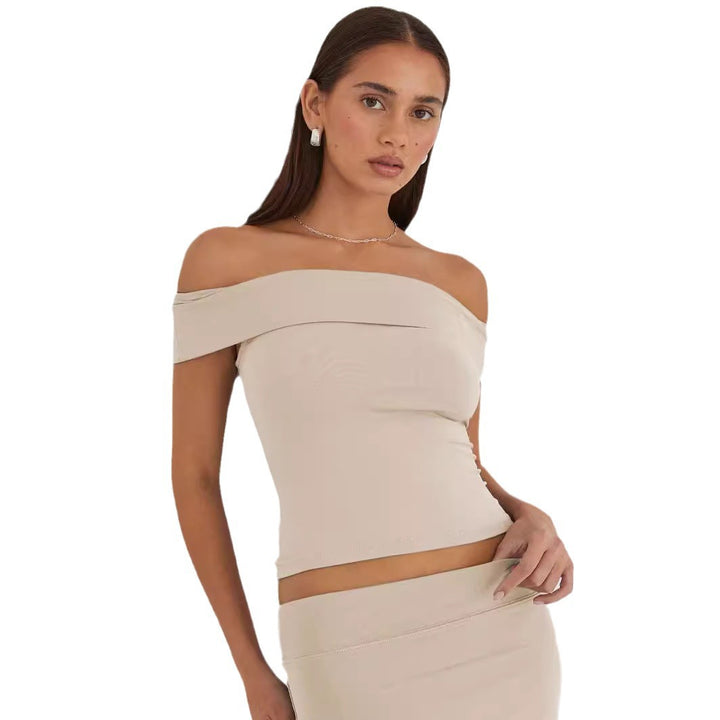 Dame Off-Shoulder Top med tætsiddende snit og elastisk linning Stiila