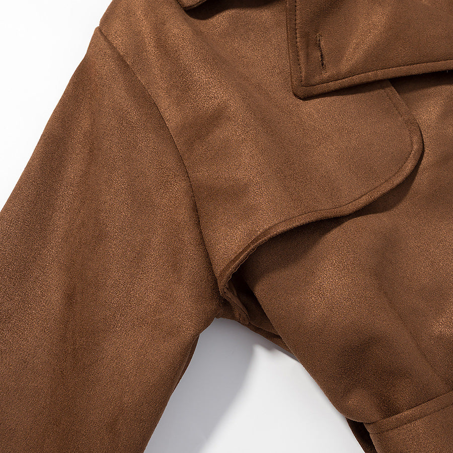 Damer Elegant Trench Coat lavet af blød suede imitation med praktisk bælte og fashionabel snit Stilla